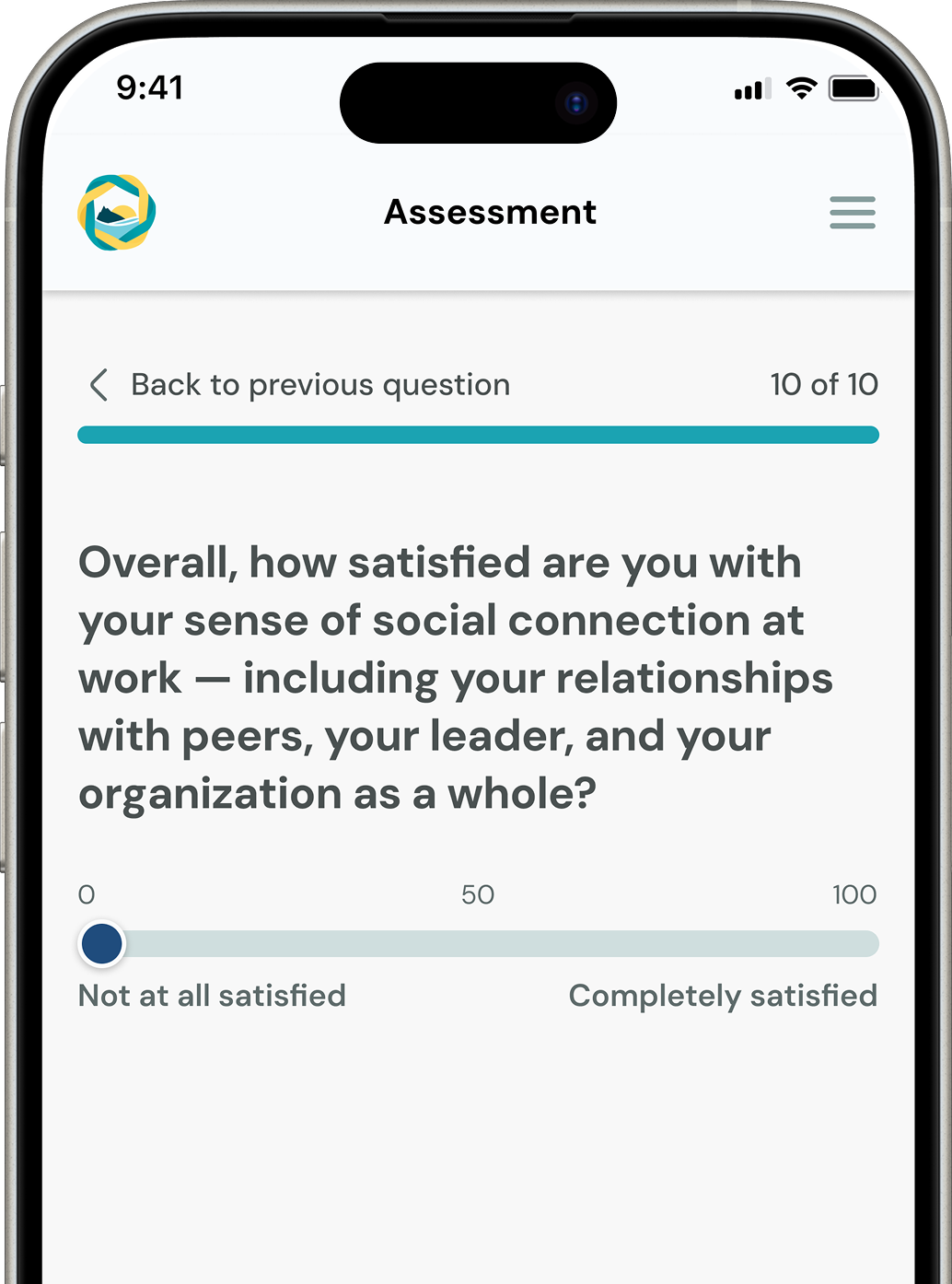 Assessment screen mockup